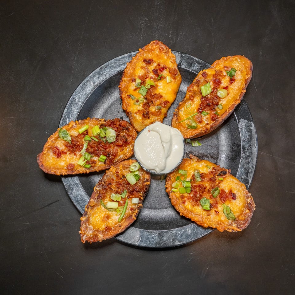Loaded potato skins.